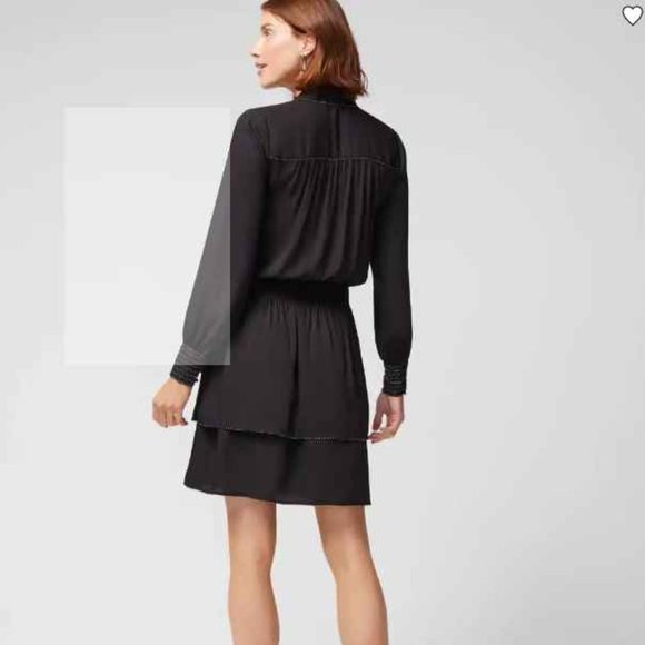 nwt WHITE HOUSE BLACK MARKET beaded tie neck smocked dress xs - Picture 3 of 3